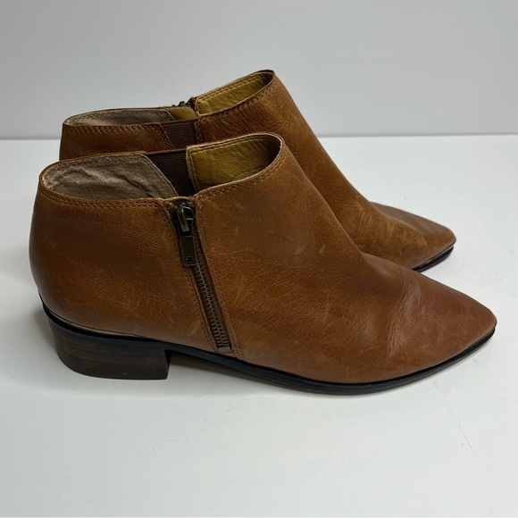 Lucky Brand Brown Leather Side Zip Ankle Boots Size 12 - Picture 2 of 13